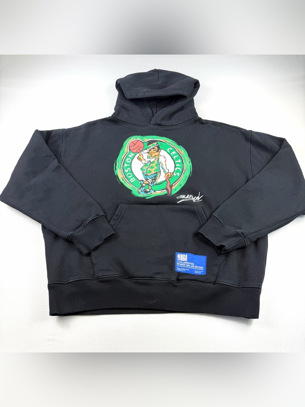 BKTSQD x NBA Boston Celtics Hoodie Black Basketball Graphic Sweatshirt Adult M